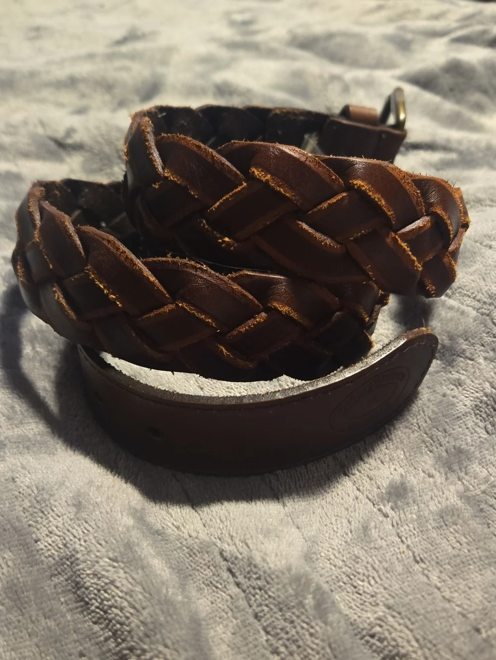 BROOKS BROTHERS-Braided Brown Leather Belt-Size M